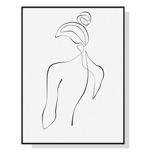 80cmx120cm Woman Back Line Art Black Frame Canvas Wall Art